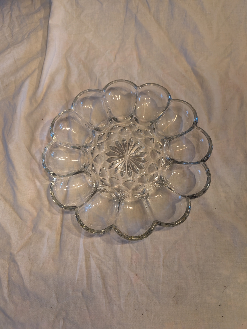 2/40$ Vintage Clear Glass Egg Tray Platter